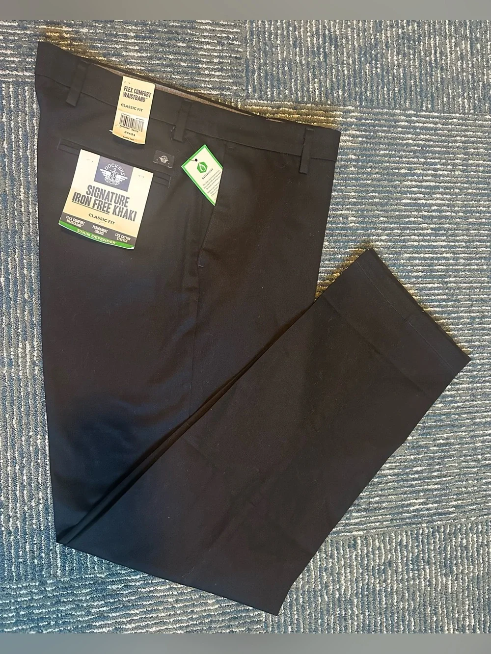 Men’s Dockers Pants 34x34 Black Straight Signature Khakis NWT $49.99 Classic Fit
